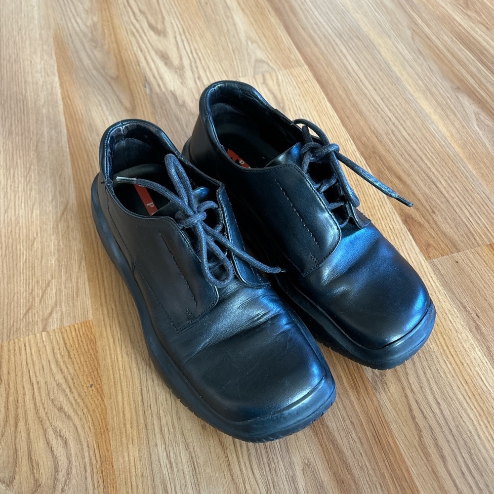 Prada Lace Up Loafers Vibram Soles 38.5